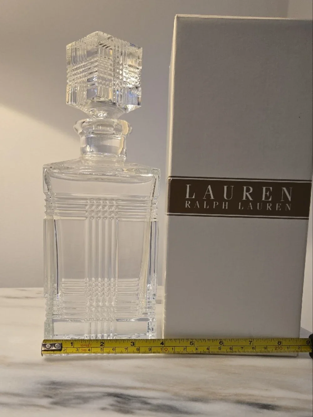 Lauren Ralph Lauren Glen Plaid Clear Crystal Decanter